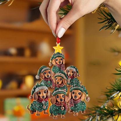 Shineful 2D Acrylic Ornament Dachshund Christmas Tree of Joy