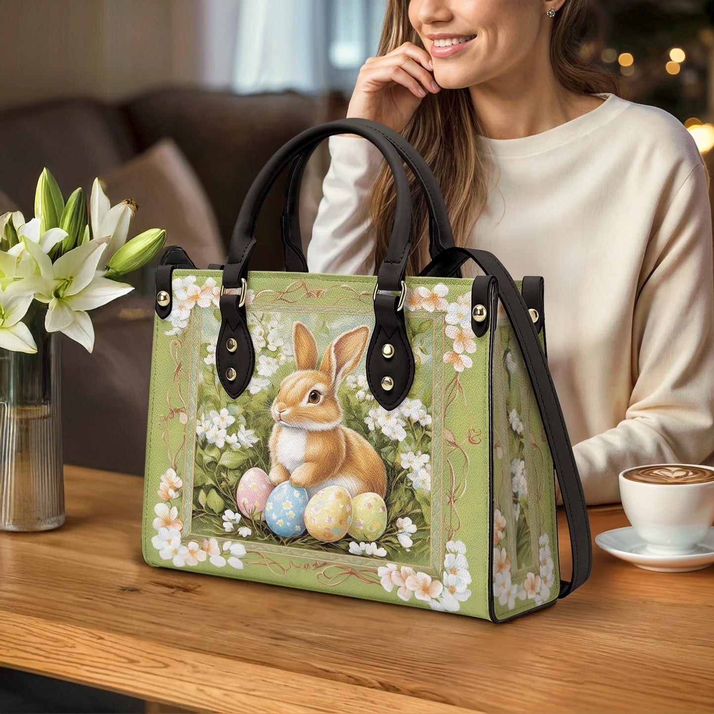 Glänzende Ledertasche Easter Elegance Bunny