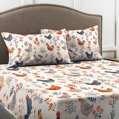 Shineful Fitted Sheet  Chicken Flower