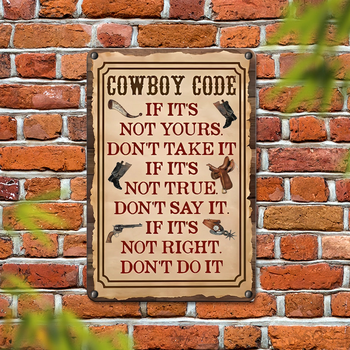 Shineful 2D Metal Sign Cowboy Code: The Western Way of Life