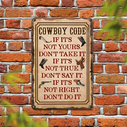 Shineful 2D Metal Sign Cowboy Code: The Western Way of Life