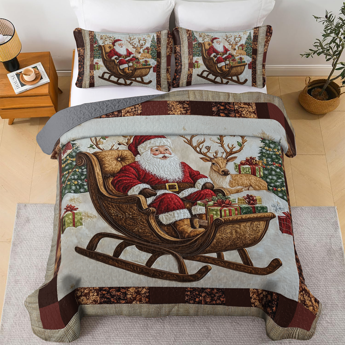 Shineful All Season Quilt 3-Piece Set - Santa