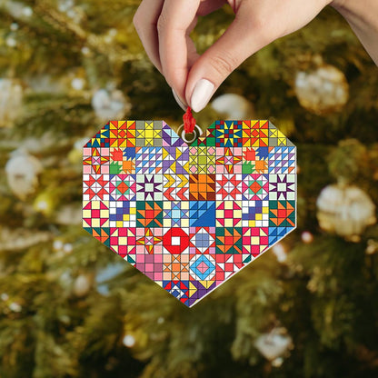 Shineful Acrylic Ornament Quilt Block Heart