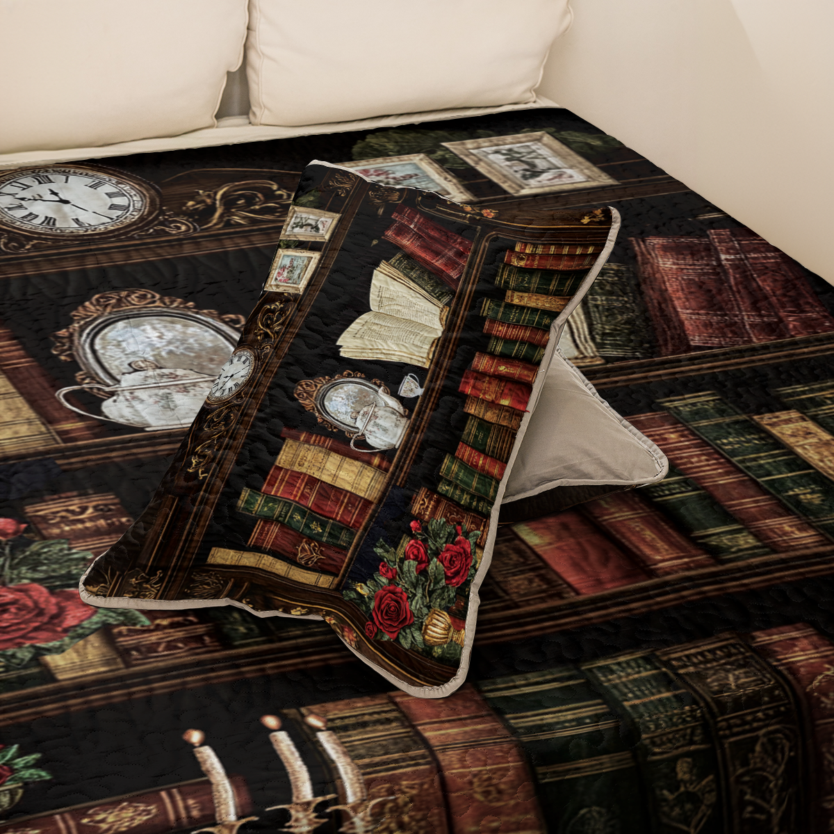 Shineful All Season Quilt 3-Piece Set Enchanted Vintage Bookshelf