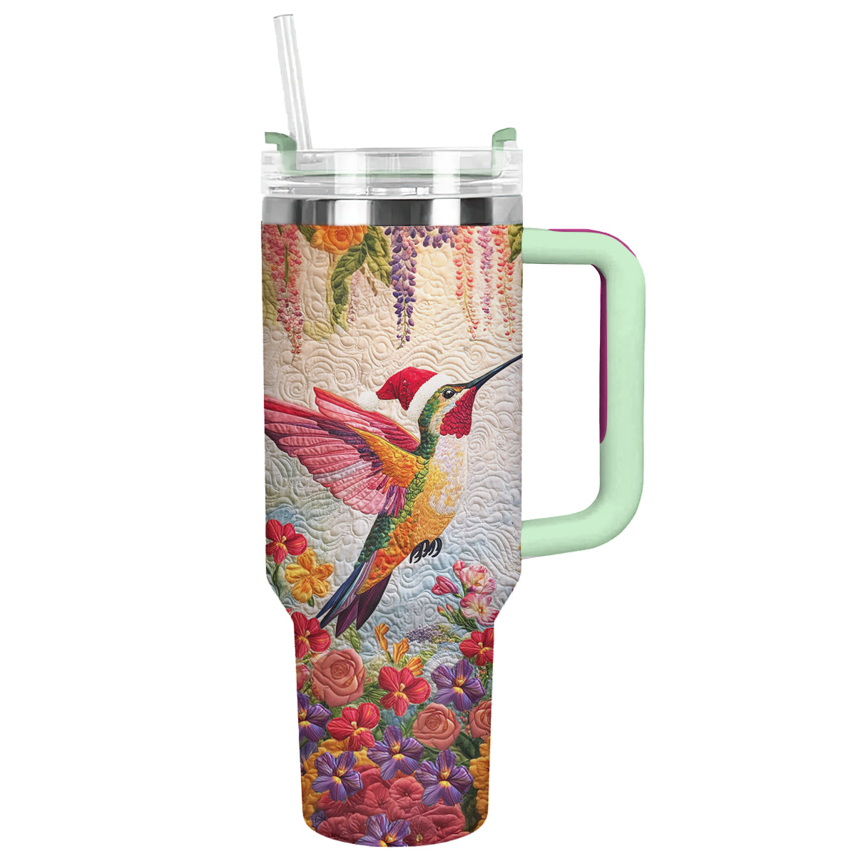 Shineful Tumbler Floral Christmas Hummingbird