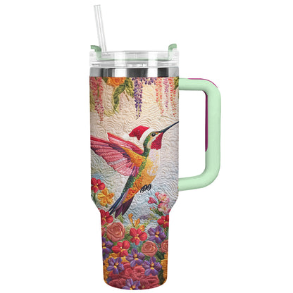 Shineful Tumbler Floral Christmas Hummingbird