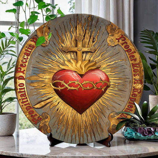 Shineful 2D Wooden Plaque, Hanging Decor, Door Sign - Sacred Heart