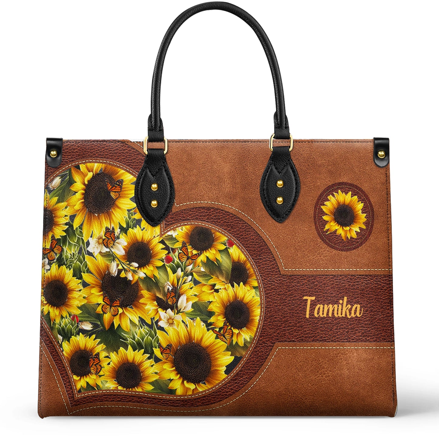 Sac en cuir brillant Tournesol Personnalisez le sac en cuir Shineful Lovely Sunflower