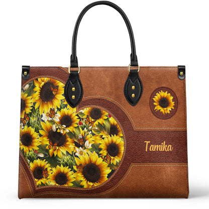 Shineful Leather Bag Personalized Lovely Sunflower