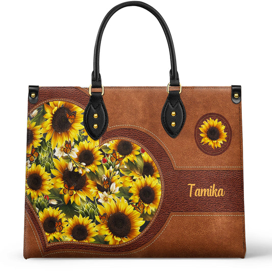 Shineful Leather Bag Personalized Lovely Sunflower