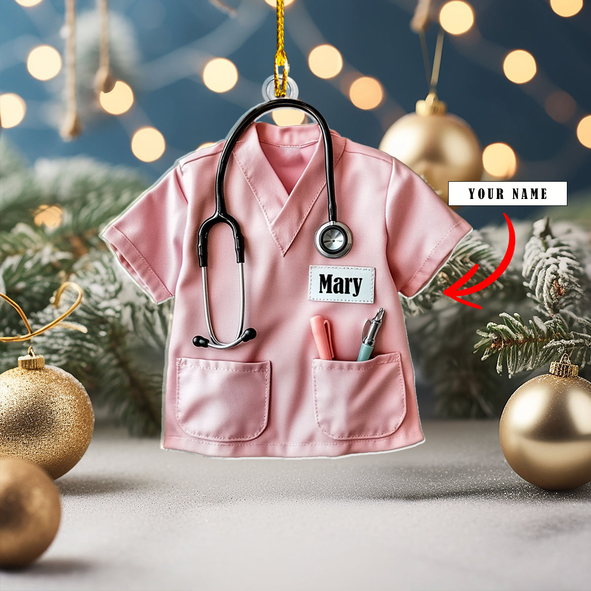 Shineful 2D Acrylic Ornament Personalized Nurse Scrub Tops