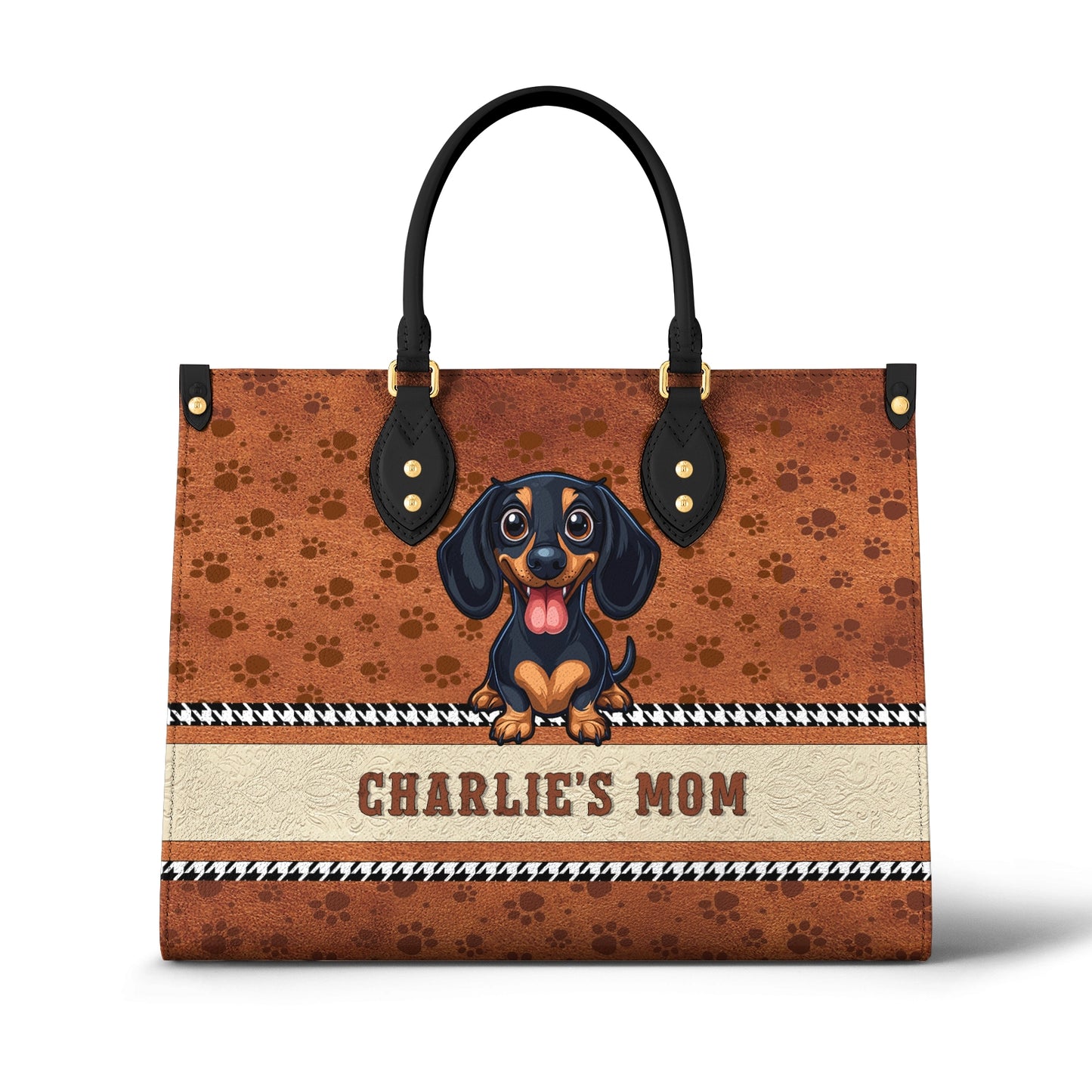 Glänzende Ledertasche Personalisiert Pawfectly Yours Dackel