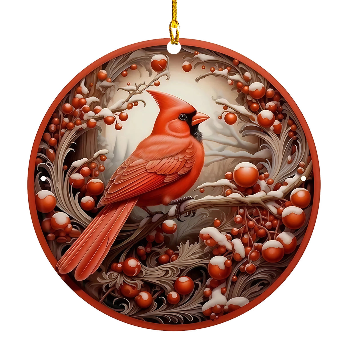 Shineful 2D Acrylic Ornament Snowberry Cardinal