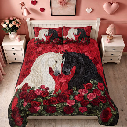 Shineful All Season Quilt 3-Piece Set Passionate Rose Horse