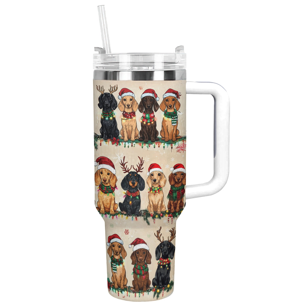 Shineful Tumbler Christmas Dachshund Party