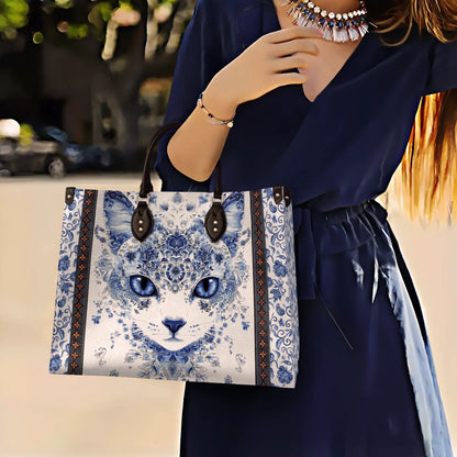 Shineful Leather Bag Blue Beauty Cat