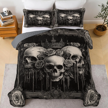 Shineful All Season Quilt 3-Piece Set - Eternal Crown Skull