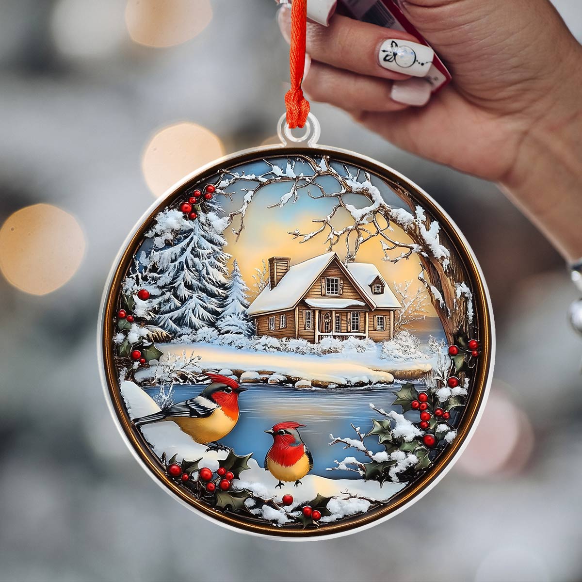 Shineful 2D Acrylic Ornament Winter Cabin - Pack Discount