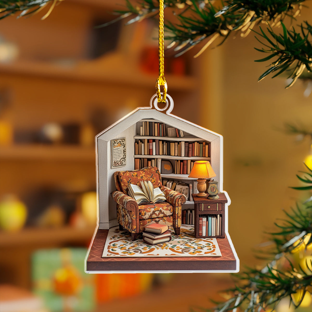 Shineful 2D Acrylic Ornament - Cozy Reading Nook