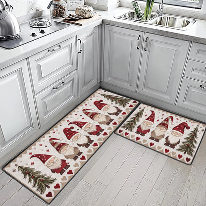 Shineful Ultra-Thin Non Skid Floor Mat, Kitchen Rugs Cozy Christmas Gnomes