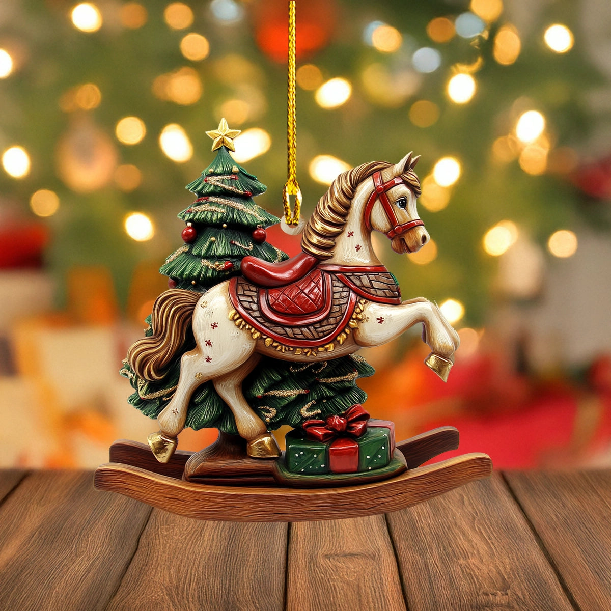 Shineful 2D Acrylic Ornament Christmas Royal Wooden Horse