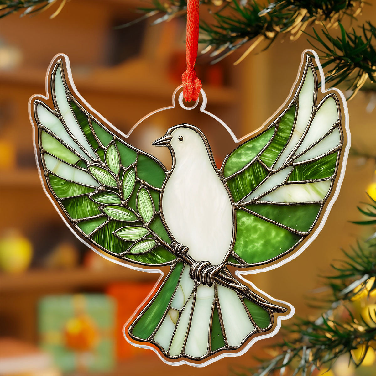 Shineful 2D Acrylic Ornament - Dove And Olive Branch