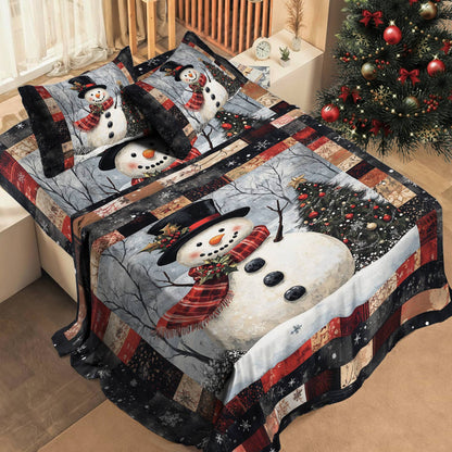 Shineful 4-Piece Bed Sheet Set Jolly Snowman