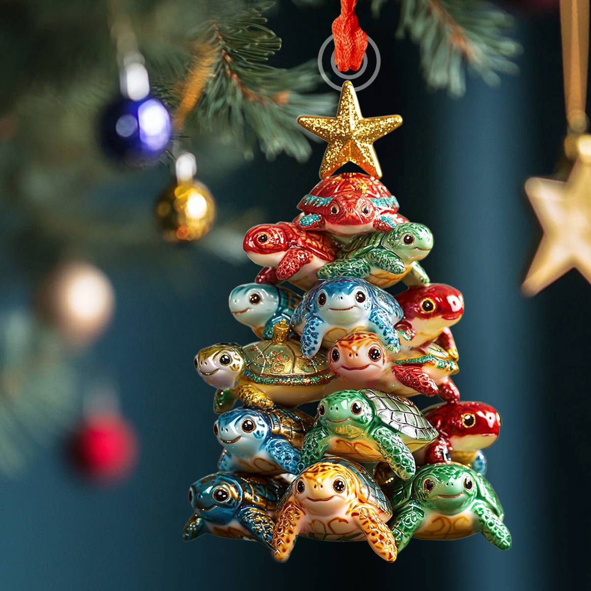 Shineful 2D Acrylic Ornament Christmas Sea Turtle