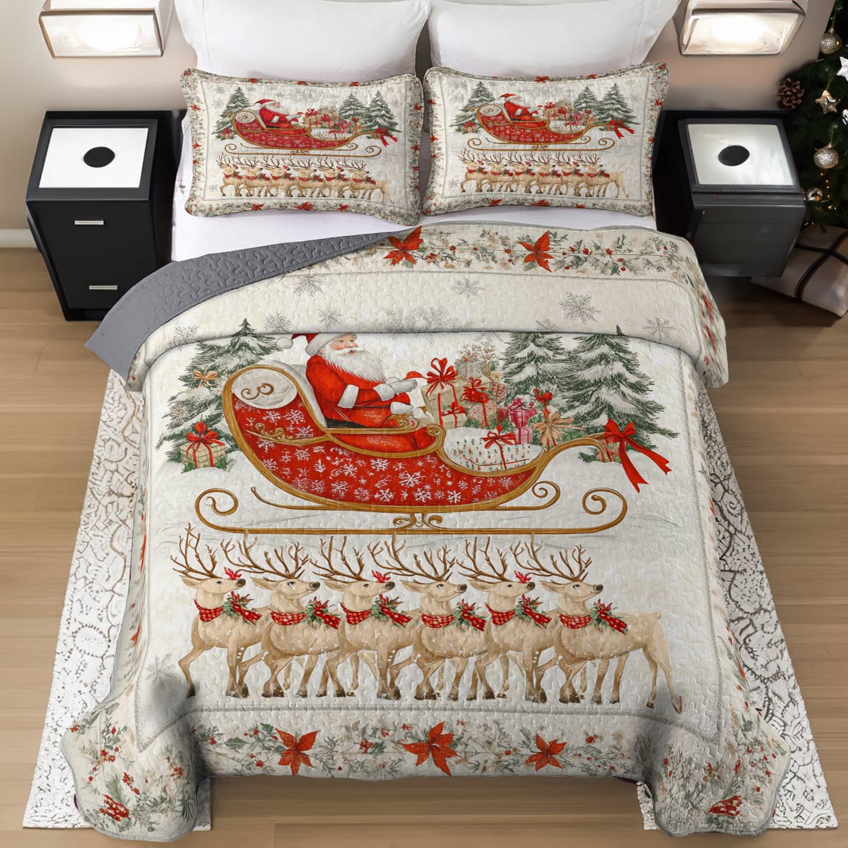 Shineful All Season Quilt 3-Piece Set Gentle Christmas Holiday