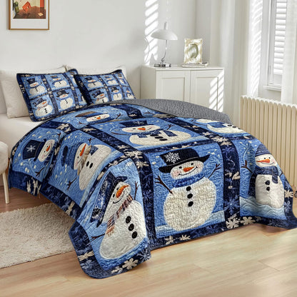 Shineful All Season Quilt 3-Piece Set Frosty Winter Snowman