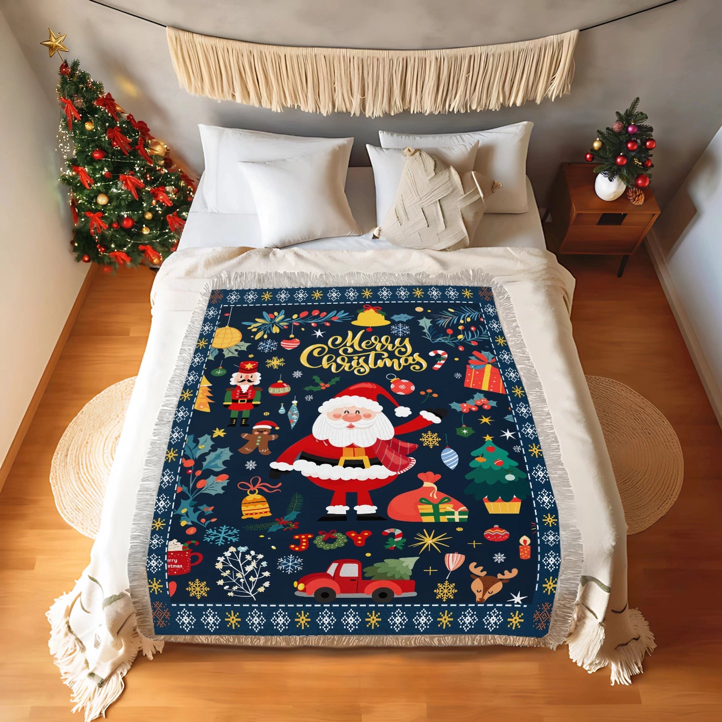 Shineful Woven Tapestry Throw Blanket - Christmas Festive Cheer