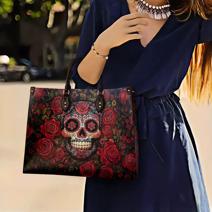 Shineful Leather Bag Roses & Sugar Skull Elegance