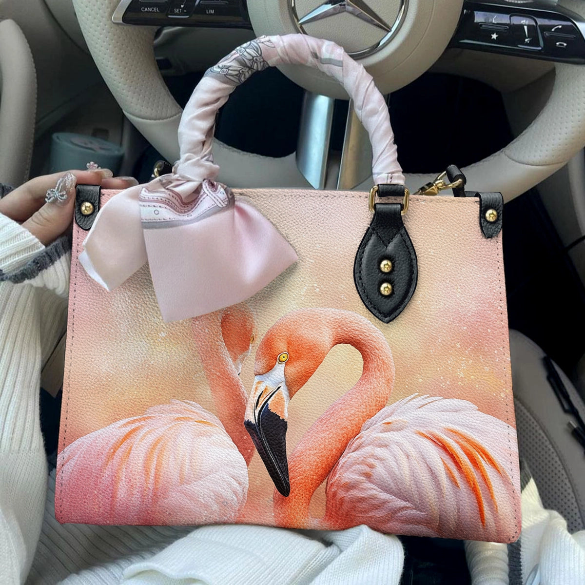 Shineful Leather Bag Flawlessly Fabulous Flamingo Bliss