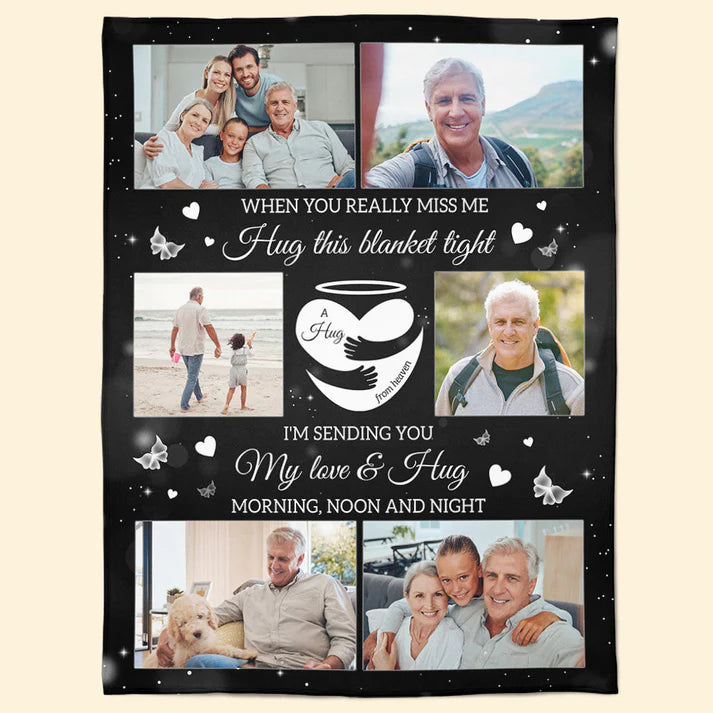 Shineful Blanket A Hug From Heaven Memorial Gift - Personalized Photo Blanket