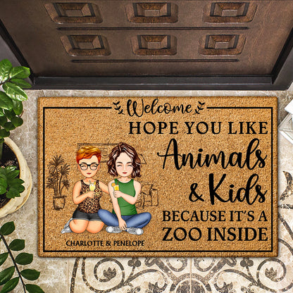 Shineful Doormat Hope You Like Animals And Kids, Personalized Door Mat, Anniversary, Birthday, Home Decor Gift For Spouse, Lover, Husband, Wife, Boyfriend, Girlfriend, Couple