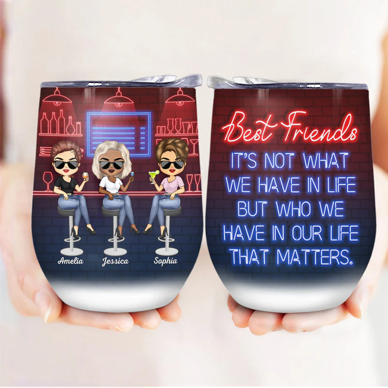 Glänzender Weinbecher als Geschenk für BFF – Du bist meine liebsten besten Freunde, personalisiert