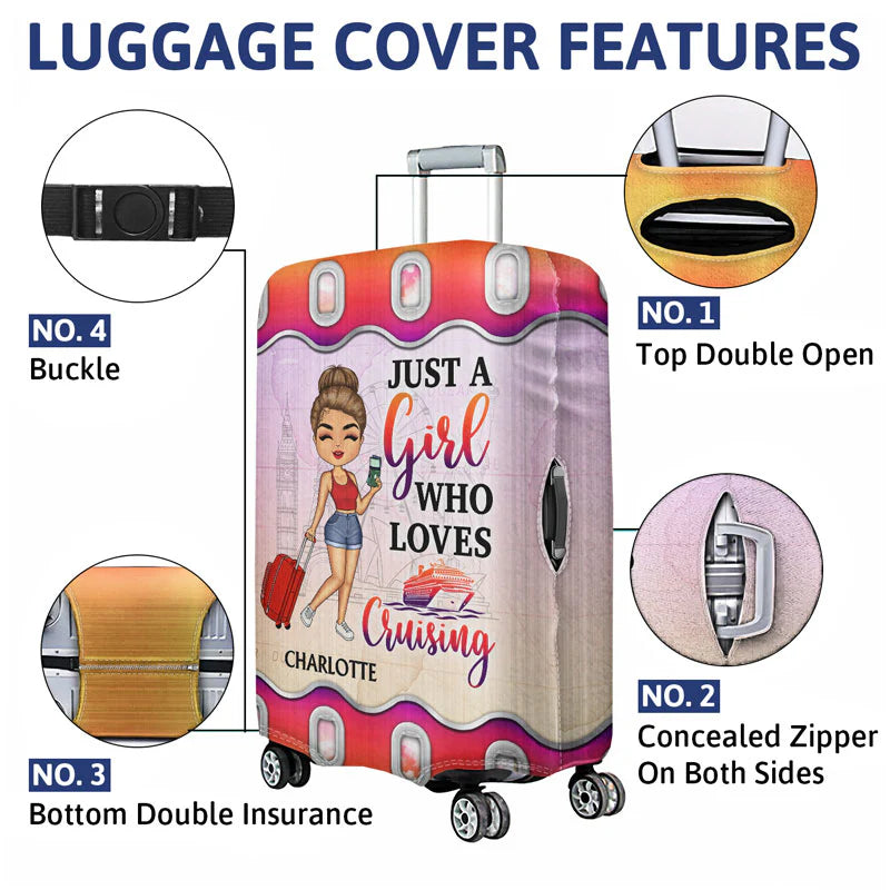 Shineful Gift For Traveling Lovers - Just A Girl Boy Who Loves Traveling Personalized Luggage Cover