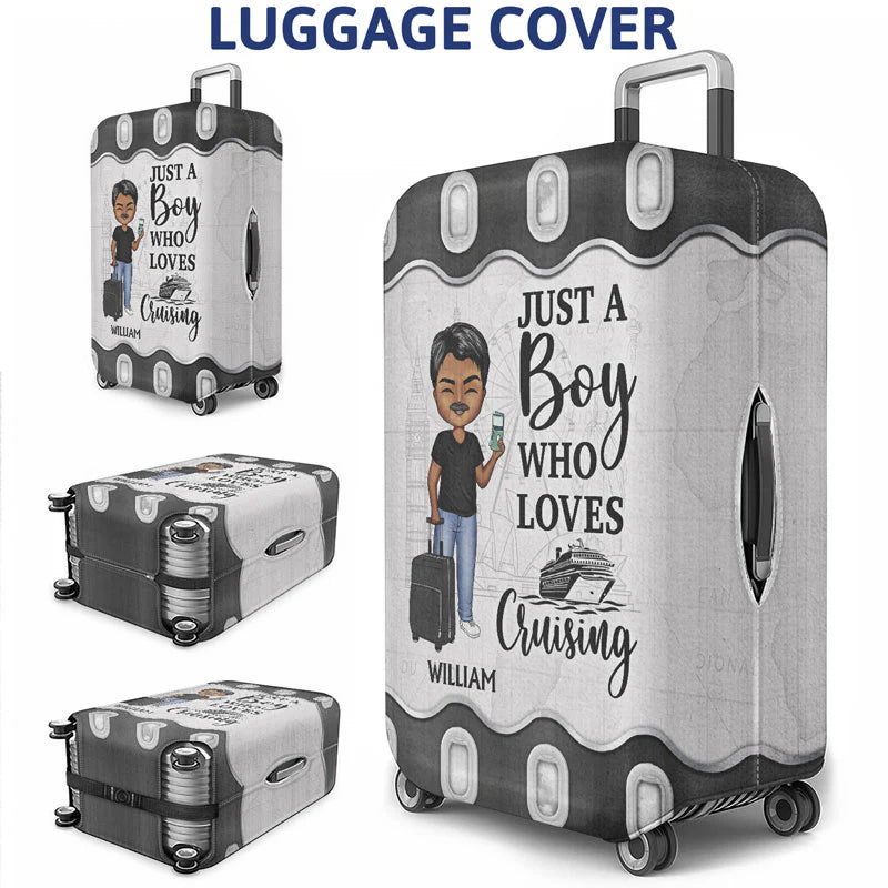 Shineful Gift For Traveling Lovers - Just A Girl Boy Who Loves Traveling Personalized Luggage Cover