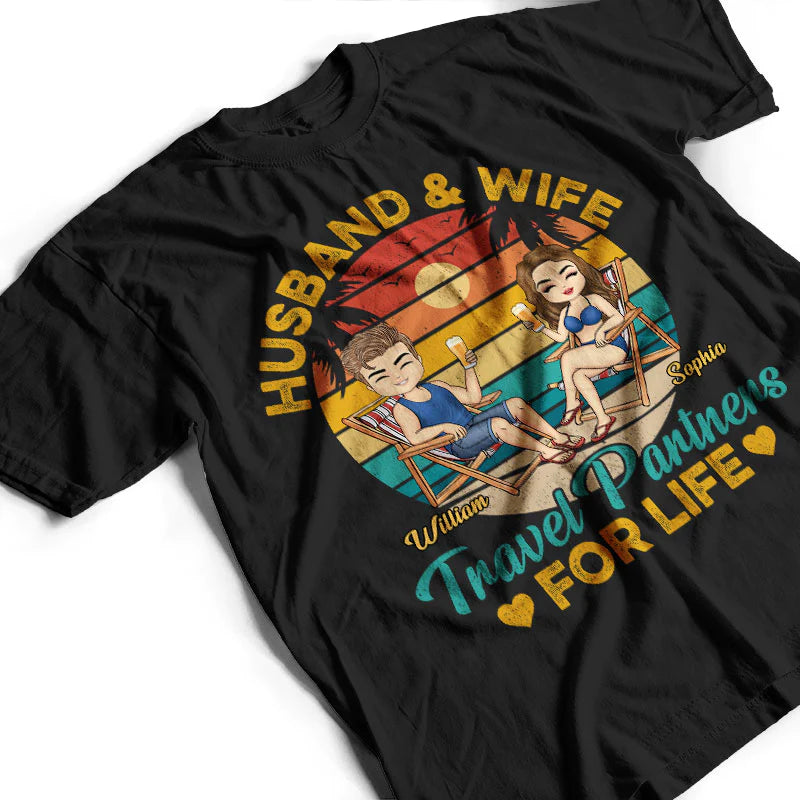 Shineful T-Shirt Husband And Wife Travel Partners For Life Beach Traveling Couple - Personalized Unisex T-Shirt