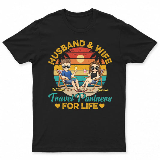 Shineful T-Shirt Husband And Wife Travel Partners For Life Beach Traveling Couple - Personalized Unisex T-Shirt