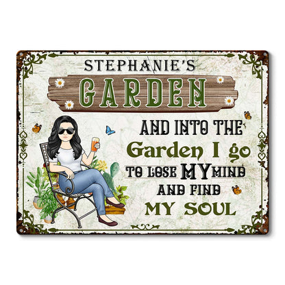 Shineful And Into The Garden I Go Gardening Girl - Gartenschild - Personalisiertes individuelles klassisches 2D-Flachdruck-Metallschild