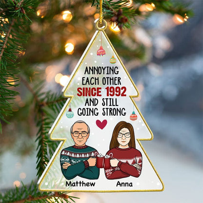 Shinefulgift® Annoying Each Other & Still Going Strong - Personalized Custom Christmas Tree Shaped