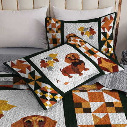 Shineful All Season Quilt 3-teiliges Set Herbstdackel