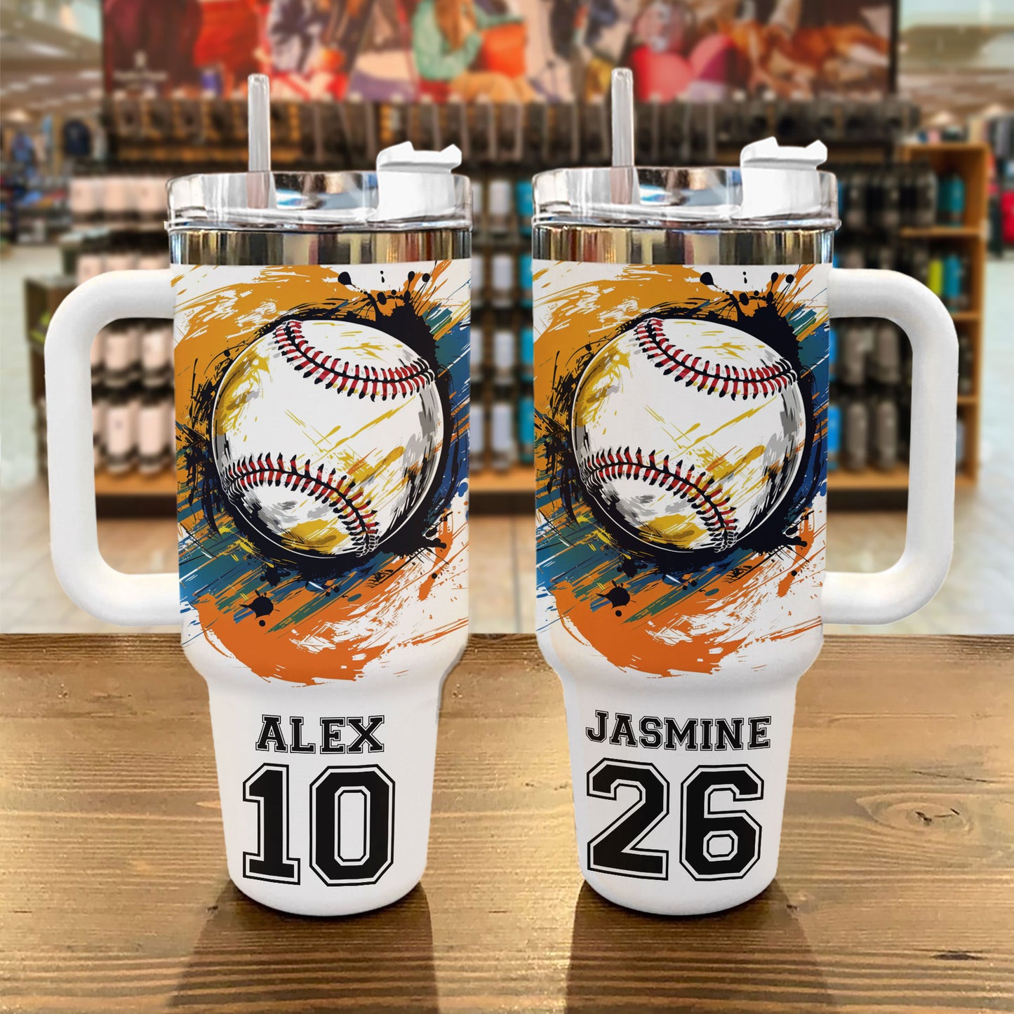 Shineful Personalized Tumbler Colorful Splashing Baseball