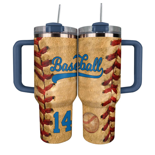 Shiny personalisierter Becher mit Aufschrift „Promi Baseball“