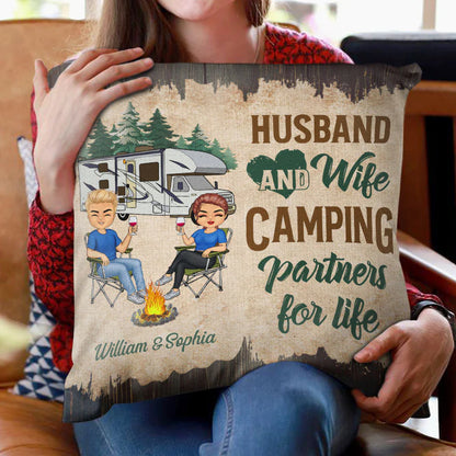 Shineful Pillow Gift For Couple - Let's Sit By The Campfire Husband Wife Camping Personalized