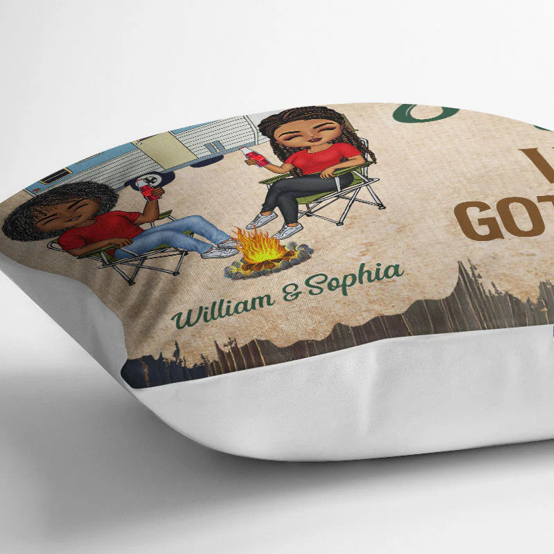 Shineful Pillow Gift For Couple - Let's Sit By The Campfire Husband Wife Camping Personalized