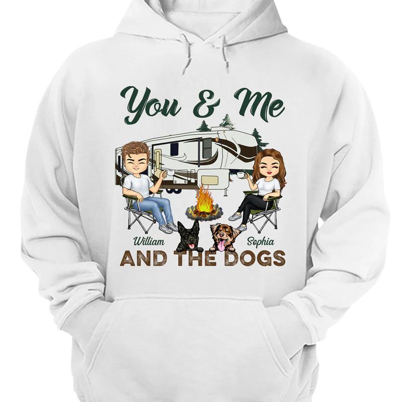 Shineful T-Shirt Gift For Couple - You & Me And The Dogs Camping Husband Wife - Personalized Unisex T-Shirt