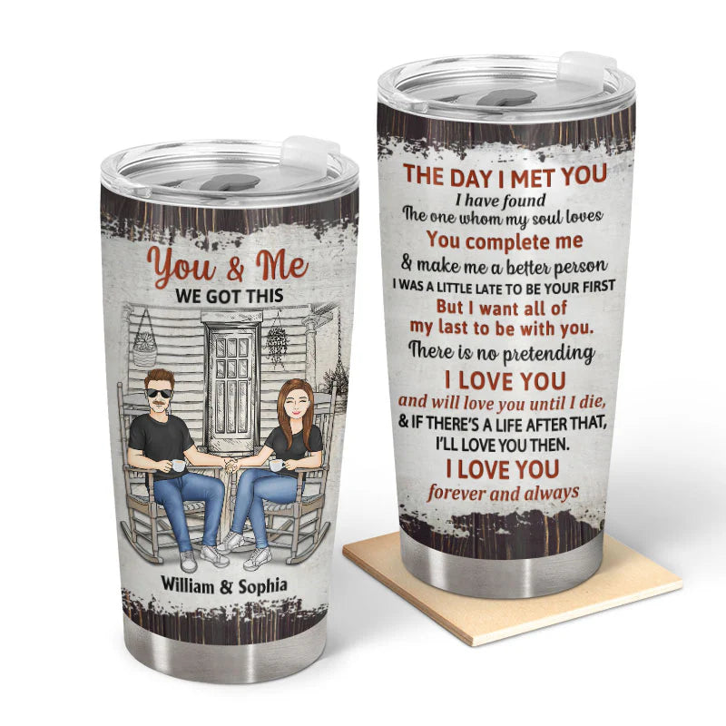 Couple de la famille Shineful Le jour où je t'ai rencontré - Cadeau pour couple - Verre personnalisé de 20 oz