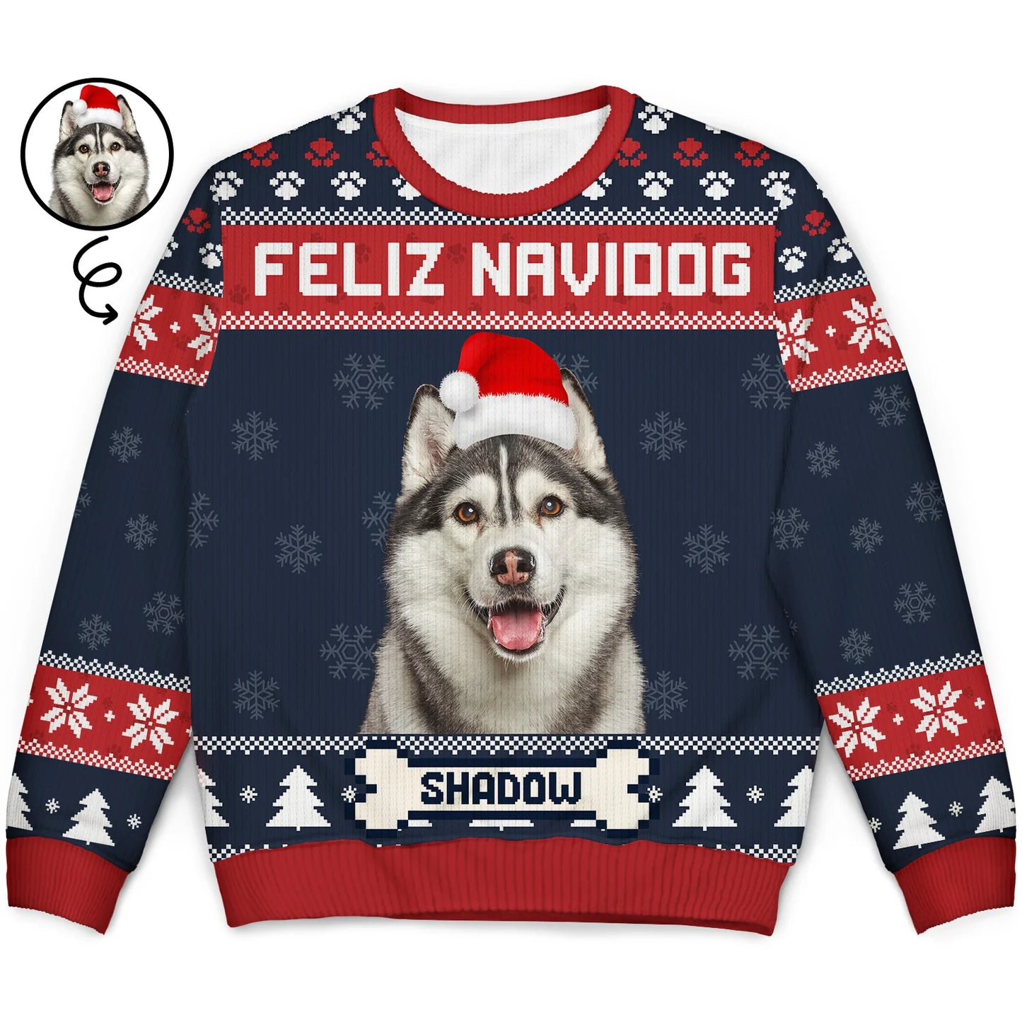 Shinyful Custom Photo Feliz Navidog - Personalisierter hässlicher Pullover